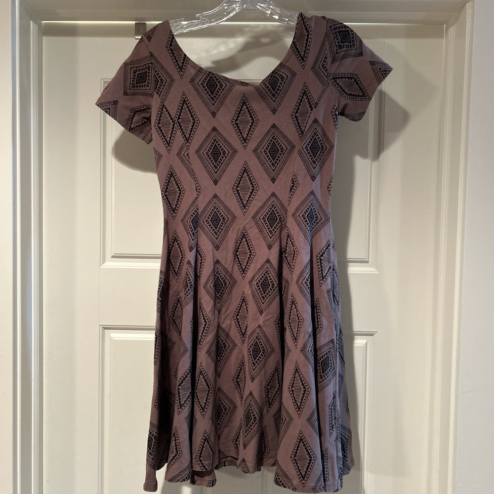 Nooworks Brown Fit and Flare Mini Dress with Scoop Neck